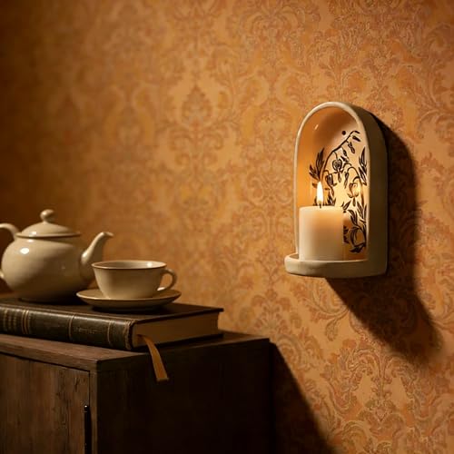 Handcrafted Ceramic Wall Niche Altar - Decorative Wall Candle Holder