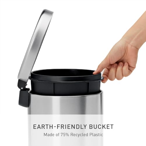 Round Step Trash Can 4.5L 1.2 Gallon Compact Bathroom Trash Can Stainless Steel