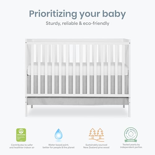 Convertible 5-in-1 Baby Crib Solid Wood White