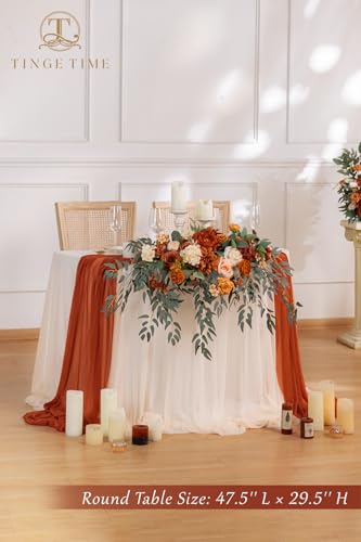 Artificial Floral Sweetheart Table Swag with Tablecloth and Runner Set