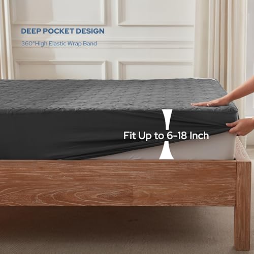BEDLORE Waterproof Queen Mattress Protector - Noiseless & Deep Pocket