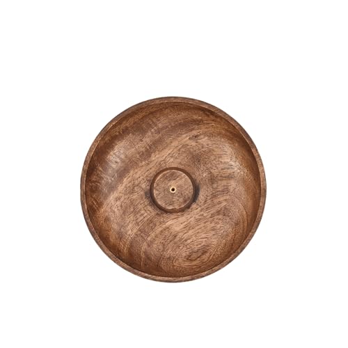 Handmade Mango Wood Incense Stick Holder Bowl - 5-Inch Ash Catcher