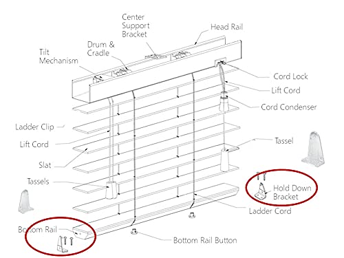 Hold Down Brackets for 1.5-Inch High Profile Blind Bottom Rails, 4 Pack