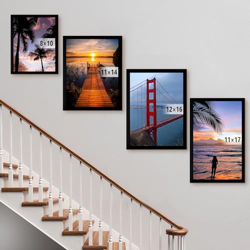 12x16 Black Picture Frame - Wall Hanging PVC Photo & Poster Frame