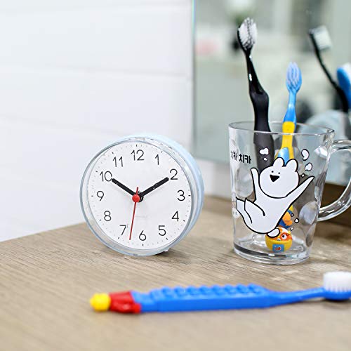 2-Way Waterproof Silent Bathroom Clock with Suction Cup
