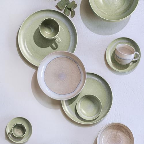 Villeroy & Boch Perlemor Alga Green Coffee Cup Saucer 6.3in - Handmade Porcelain
