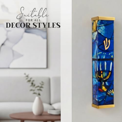 5-Inch Modern Aluminum Mezuzah Case for Door with Self-Adhesive Backing