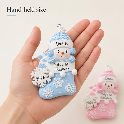 Personalized Baby's First Christmas Ornament - Custom Name Handpainted Resin