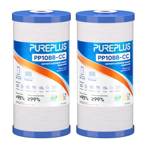 10" x 4.5" Whole House Sediment & Carbon Water Filter Cartridges - 2 Pack