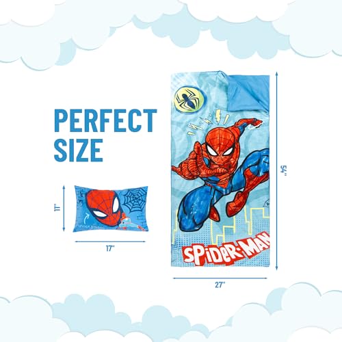 Spiderman Kids Slumber Bag and Pillow 2-Piece Set - 54 x 27 Inch