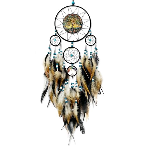 Tree of Life Dream Catcher Wall Decor - Hand-Woven Boho Hanging Ornament