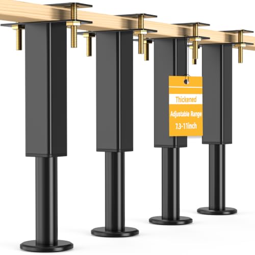 Adjustable Bed Frame Support Legs (7.3-11 in) - 4 Pack Furniture Feet