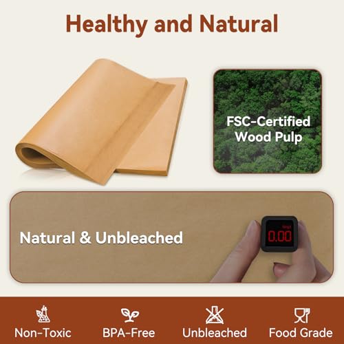 Precut Unbleached Parchment Paper Sheets 12x16 Inch for Baking - 200 Count