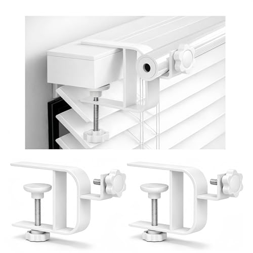 No Drill Curtain Rod Brackets for Blind Headrails, Adjustable 2-Pack