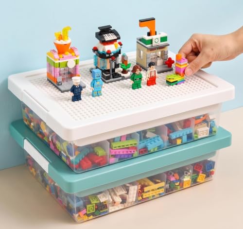 Stackable Building Block Organizer Box with 3 Removable Sorting Trays