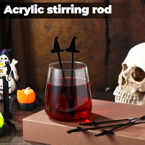 48 Pcs Black Plastic Witch Hat Cocktail Swizzle Sticks - LemonRoad Classic
