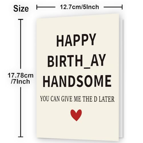 Funny Birthday Card for Men, Husband, and Boyfriend - 5x7 Inch