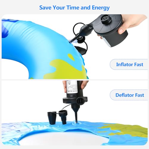 Electric Air Pump for Inflatables & Air Mattress with 3 Nozzles (110V)