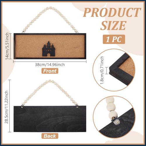 Rectangle Castle Pin Board 5.5x15 Inch Cork Bulletin Display Wall Mount