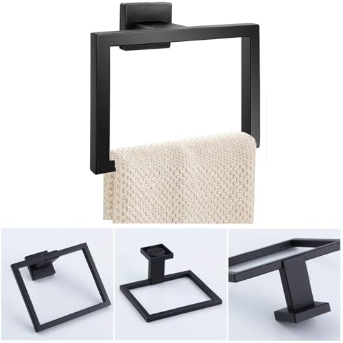 JOPOFI Matte Black Stainless Steel Towel Ring - Modern Hand Towel Holder