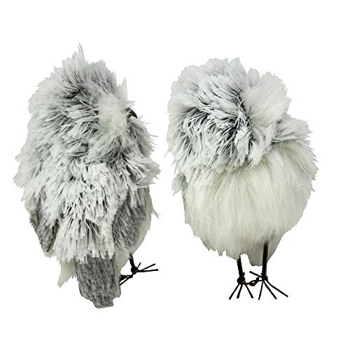 Furry Gray Owl Set of 2 – 5-Inch Decorative Holiday Figurines