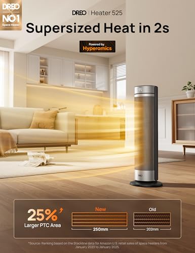 Ceramic Space Heater with Remote and Thermostat for Indoor Use