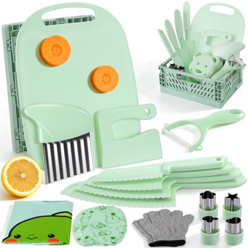 17-Piece Safe Toddler Cooking Set with Storage Basket and Apron