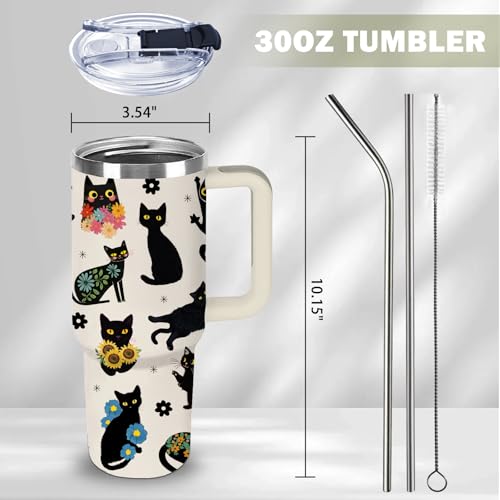 xiiai Cat2 30oz Tumbler with Handle, BPA-Free Steep Straws Leak-Proof Lid