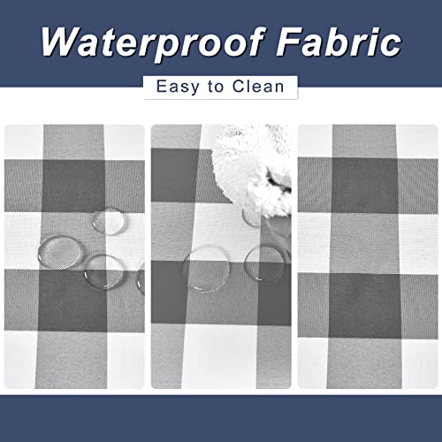 Hiasan 72x14 Inch Waterproof Buffalo Plaid Table Runner - Grey & White