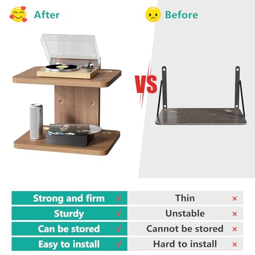 2-Tier Floating TV Wall Shelf for Media Components - Walnut Brown