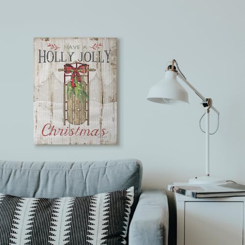 Stupell Industries 'Holly Jolly Christmas Sleigh Wood Texture'|