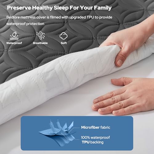 BEDLORE Waterproof Queen Mattress Protector - Noiseless & Deep Pocket