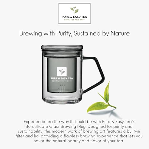 Pure And Easy Glass Tea Infuser Mug 400ml – Plastic-Free Loose Leaf Steeping Cup