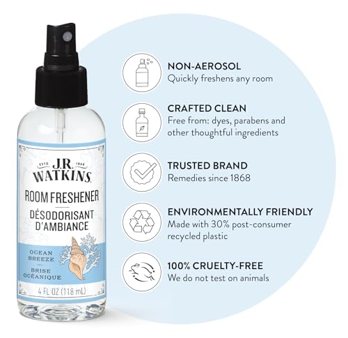 Ocean Breeze Room Freshener Spray - Plant-Based Odor Neutralizer 4 Fl Oz