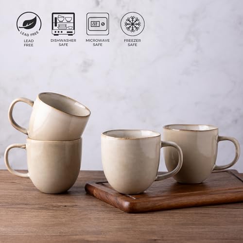 AmorArc 12oz Ceramic Coffee Mug Set of 6 - Cappuccino & Latte Cups, Dishwasher & Microwave Safe