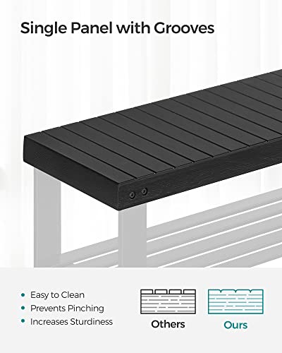 3-Tier Bamboo Shoe Rack Bench - Entryway Storage Organizer, Black