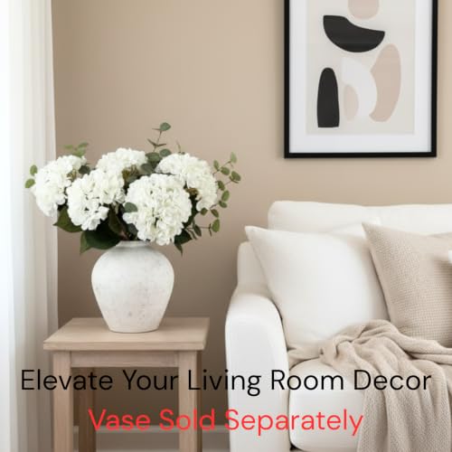 Real Touch White Hydrangea & Eucalyptus Faux Floral Centerpiece (5 Heads)