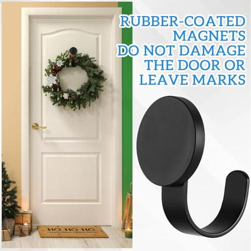 Heavy Duty Magnetic Wreath Hanger 2-Pack - Scratch-Free Metal Door Hooks