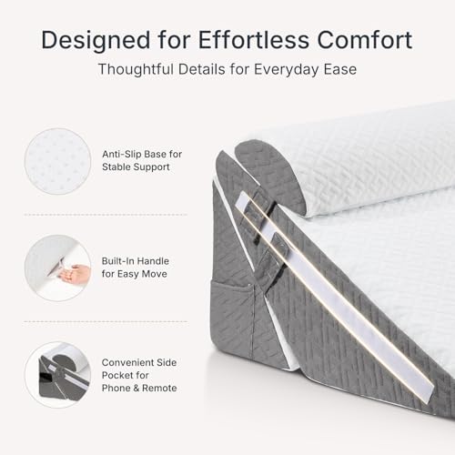 Adjustable Wedge Pillow Set - 3PC Memory Foam for Acid Reflux Relief