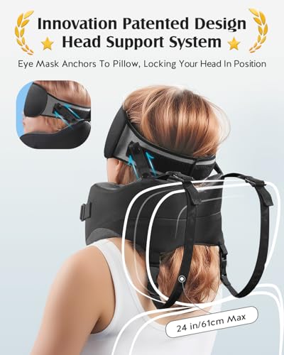 Travel Pillow with Head Support & Sleep Mask - Memory Foam