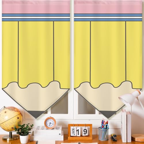 6-Piece Pencil Shaped Window Curtains for Classrooms, 24 x 36 Inch Velvet