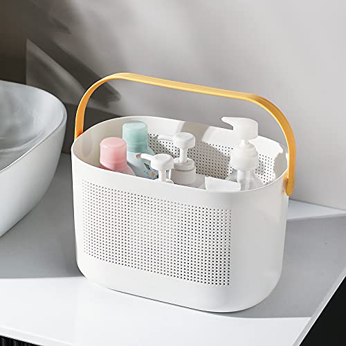 Portable Plastic Shower Caddy Basket with Handle - Yellow Storage Organizer