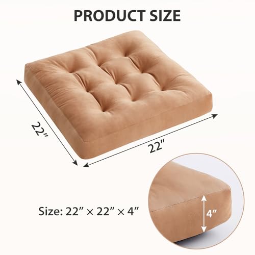 Large Meditation Floor Pillow Set of 6 22x22 Inch Support Cushions for Yoga & Lounging