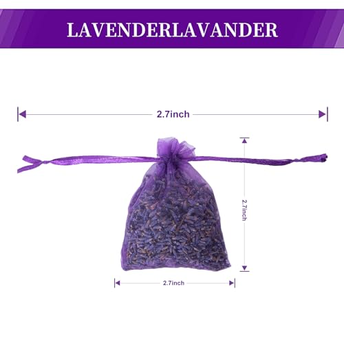 24-Pack Dried Lavender Sachets for Closets and Drawers - Natural Flower Buds