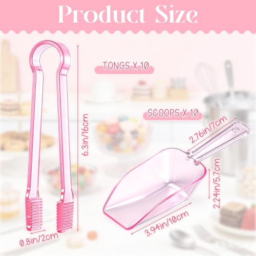 FoldTier 20-Piece Plastic Ice Tongs & Scoops Set for Food & Beverage Serving
