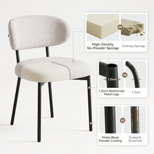 Upholstered Dining Chairs Set of 4, Modern Kitchen Chairs with Metal Legs