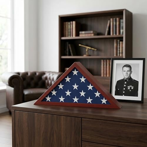 Large Memorial Burial Flag Display Case for 5x9.5 Foot Folded Flag