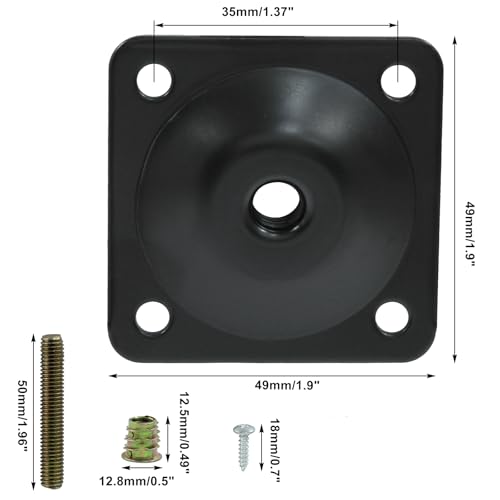 Set of 4 Furniture Leg Mounting Plates M8 Thread with Hardware Kit