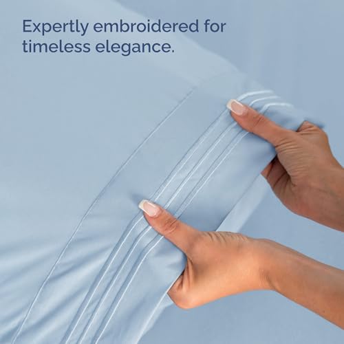 Twin Size Wrap Around Bed Skirt and 2 Pillowcases Set - 18 Inch Drop