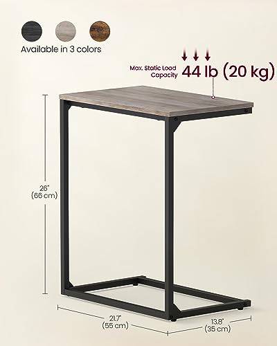 C-Shaped Industrial End Table, Small Side Table for Couch or Bedside